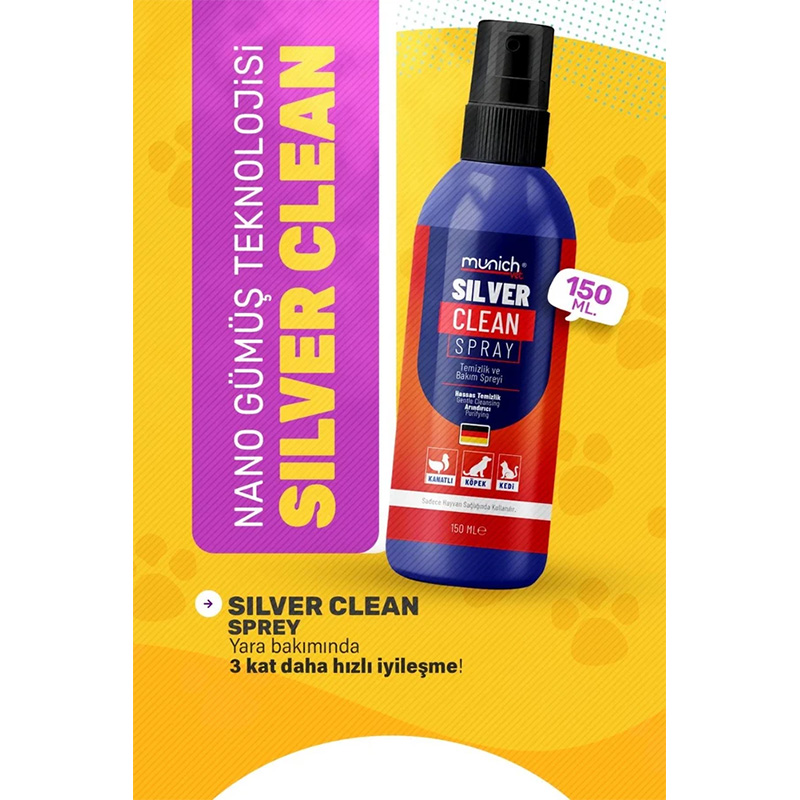 Munich Vet Silver Clean Gümüş Kedi Köpek Yara Spreyi 150 ml